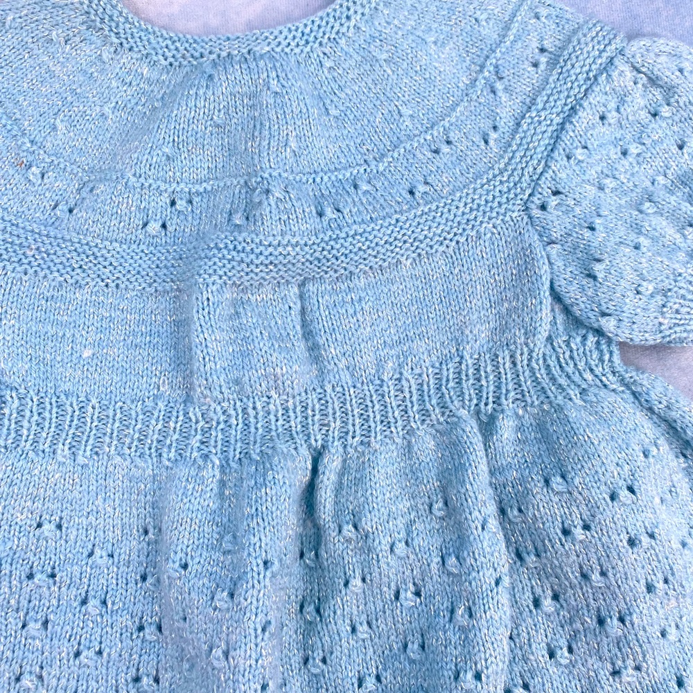 Vintage hand knit baby romper